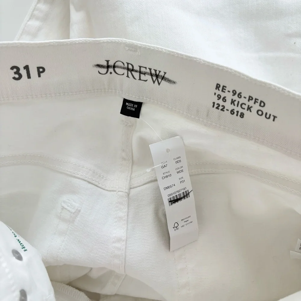 NWT J. Crew Petite High-rise Kickout Jean White